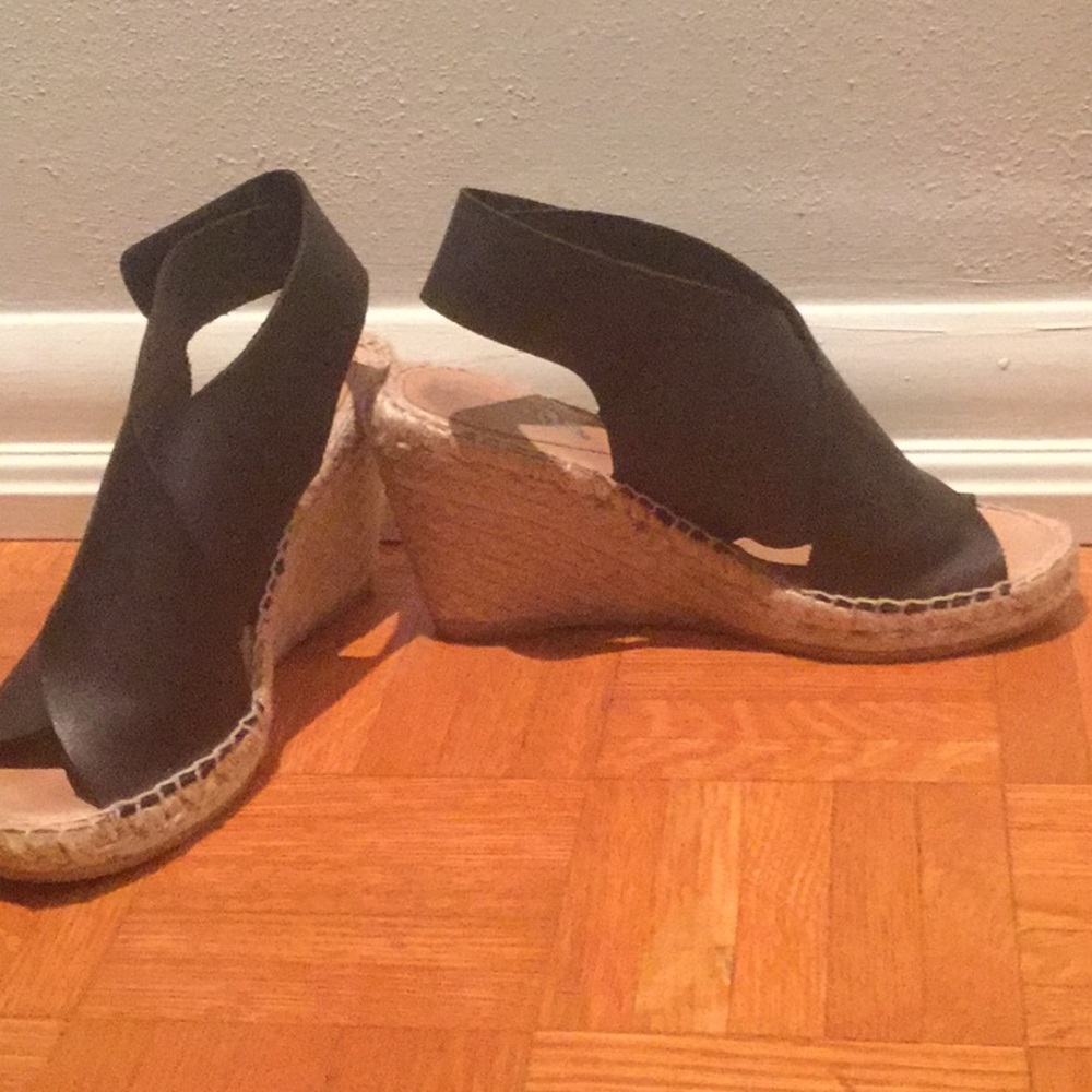 Leather Espadrilles wedge heel Velcro closing